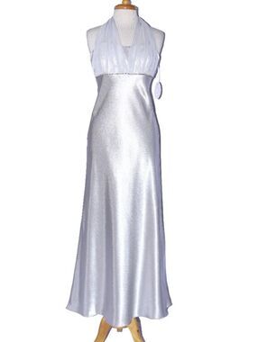 NWOT Dollar Fashion #3738 Satin & Chiffon Bridesmaid Evening Dress-Size M-SILVER